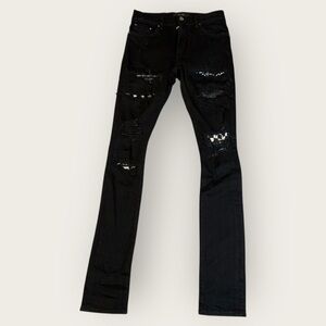 AMIRI Thrasher Plaid Patch Skinny Jeans